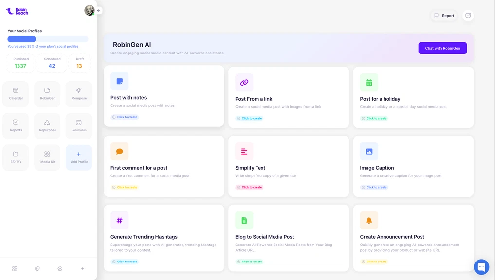 RobinReach customizable post templates for consistent branding across platforms