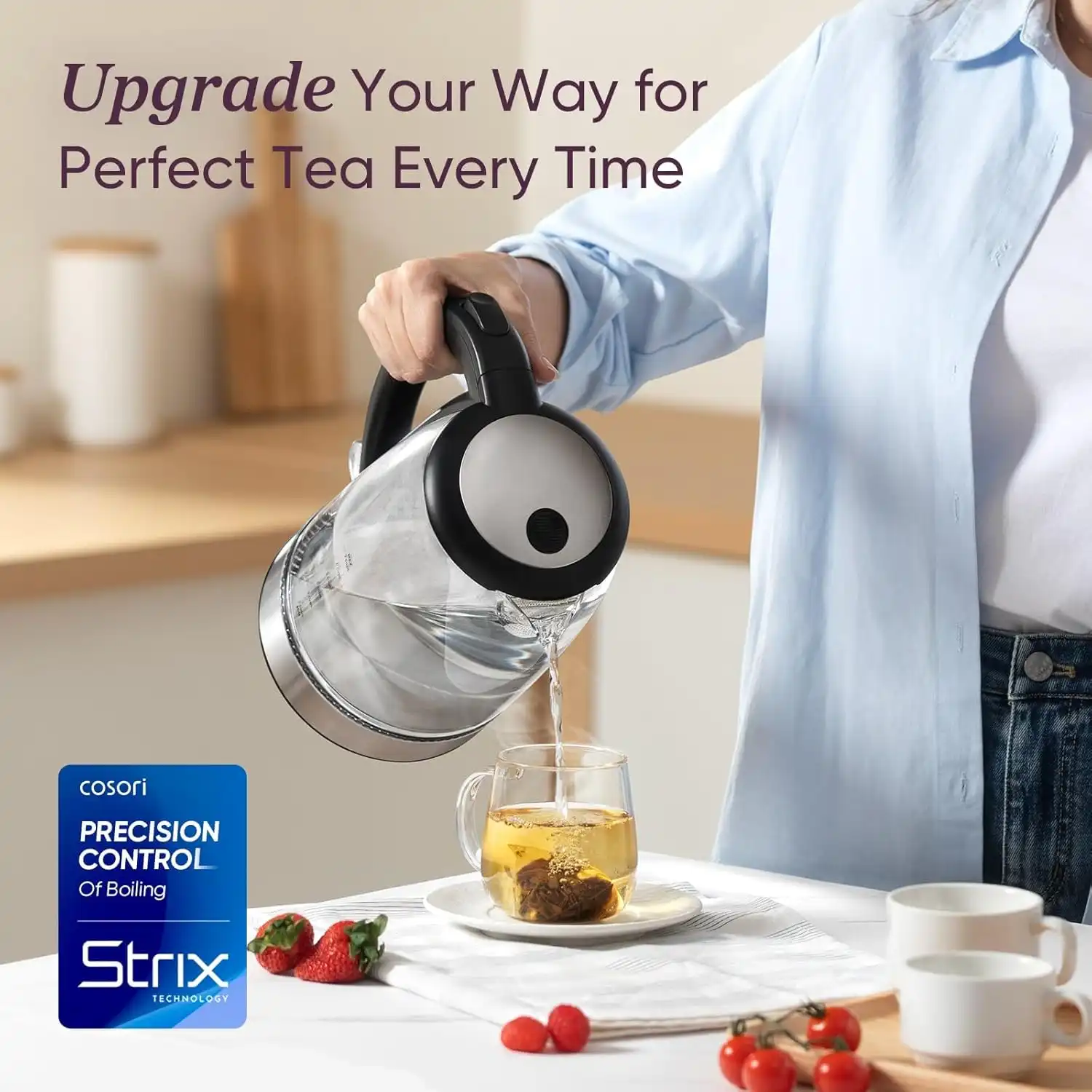 Cosori Electric Kettle, No Plastic Filter & Spout, 1.8Qt Tea Kettle & Hot Water Boiler For Coffee & Tea, Water Heater & Teapot