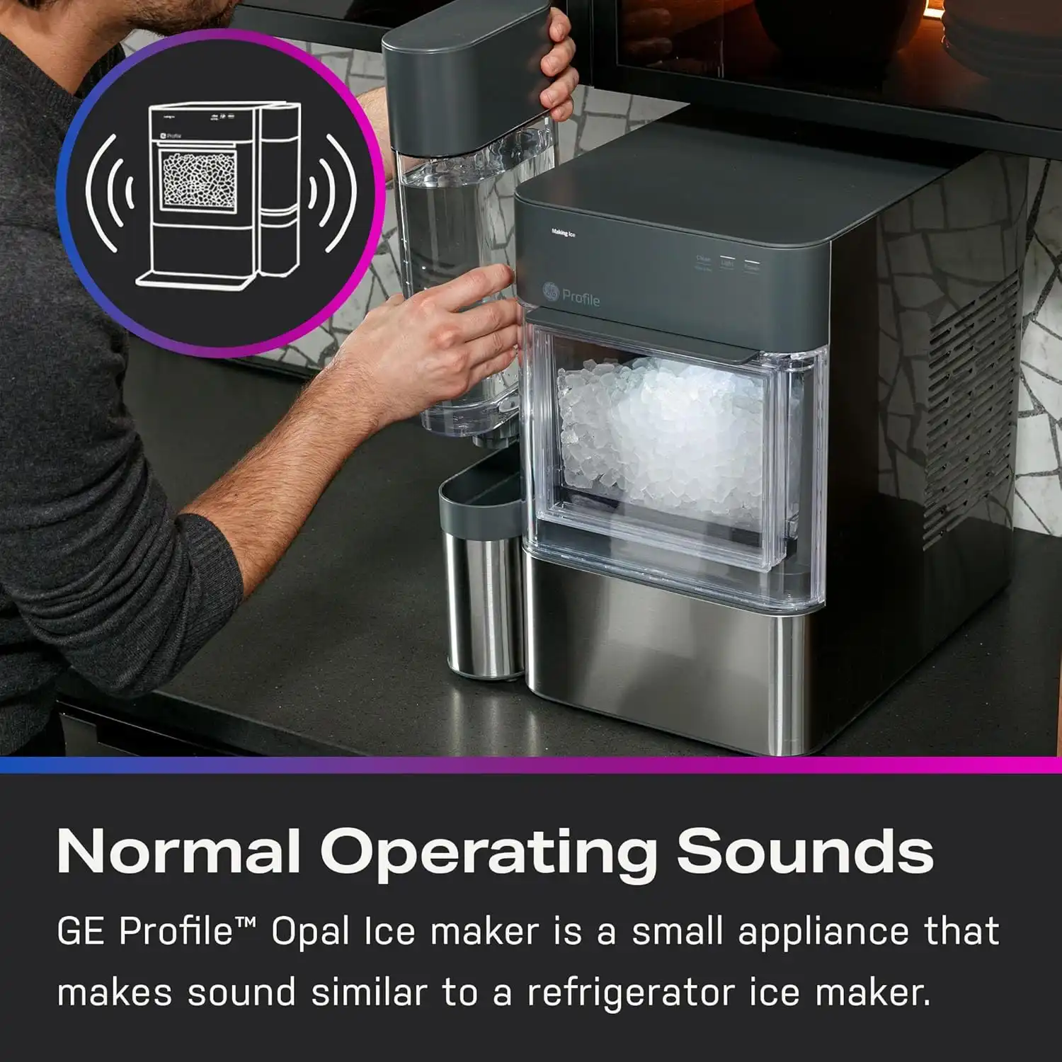 GE Profile Opal 2.0 with 0.75 Gallon Tank, Chewable Crunchable Countertop Nugget Ice Maker