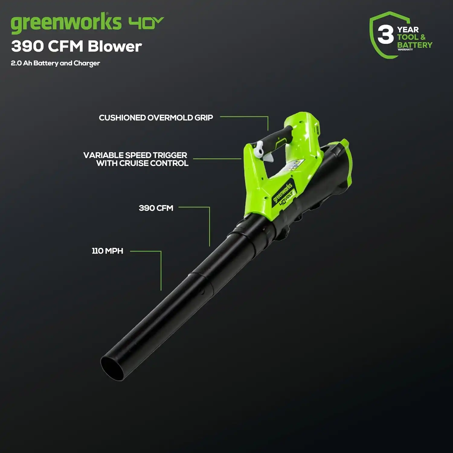 Greenworks 40V Lawn Care Combo Kit, Trimmer & Blower