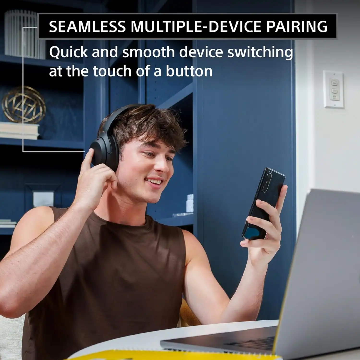 Sony WH-1000XM4 Wireless Premium Noise Canceling Overhead Headphones with Mic for Phone-Call