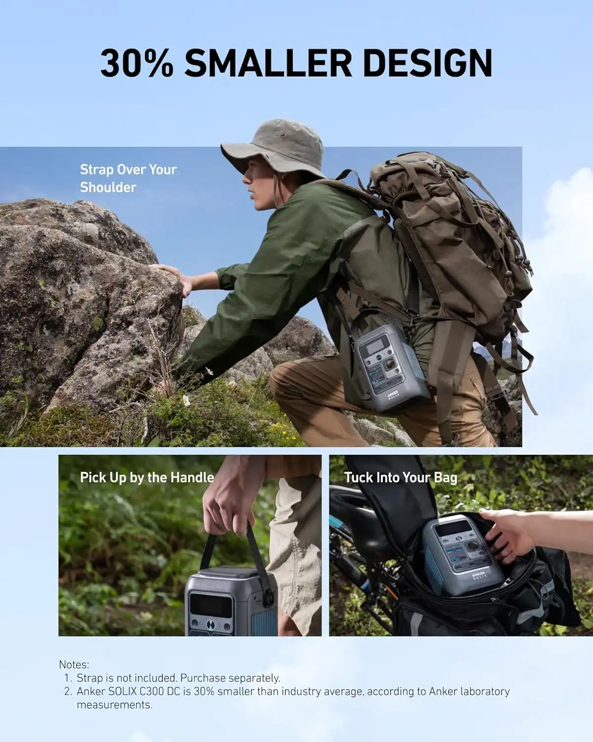 Anker SOLIX C300 DC Power Bank Station, Outdoor 288Wh Portable Power Station, LiFePO4 Battery, 300W Solar Generator, for Camping