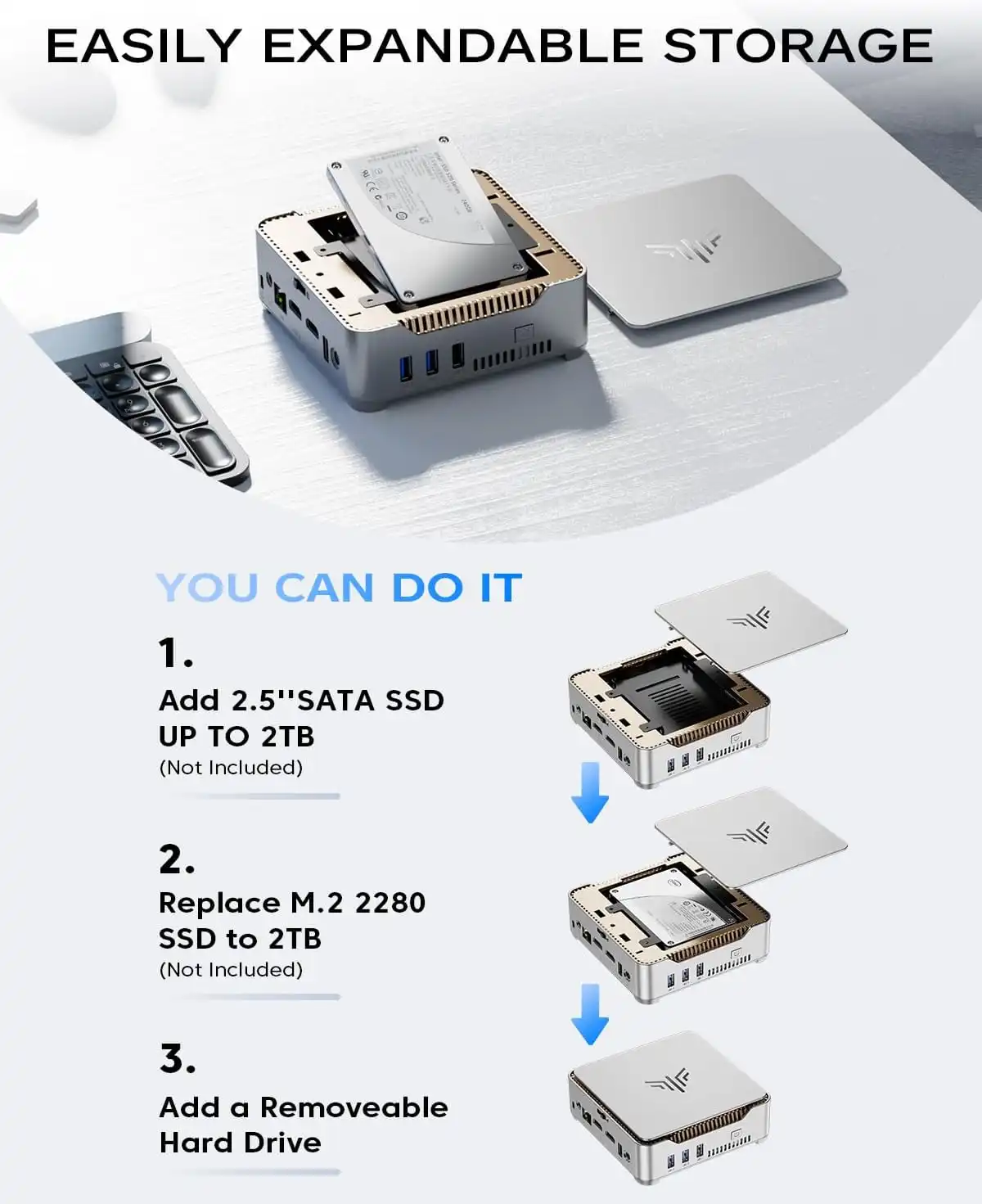 KAMRUI GK3Plus Mini PC, 16GB RAM 512GB M.2 SSD Mini Computers,12th Alder Lake N95 (up to 3.4GHz)
