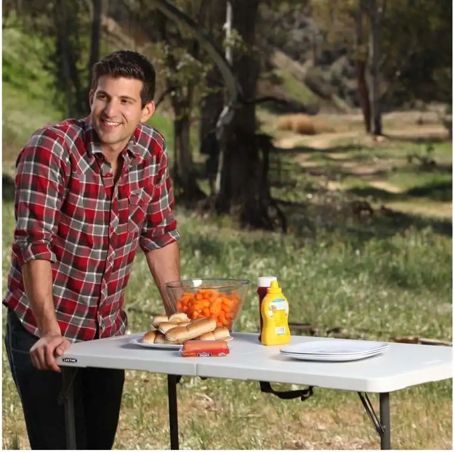 LIFETIME Fold-in-Half Adjustable Folding Tables