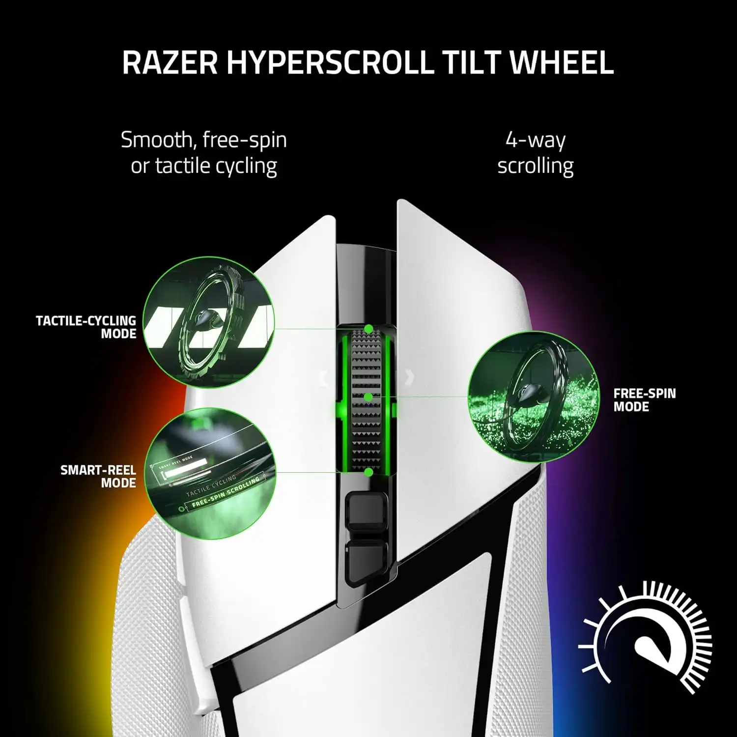Razer Basilisk V3 Pro Wireless Gaming Mouse: HyperScroll Tilt Wheel - 30K DPI Optical Sensor - Gen-3 Optical Switches - 13-Zone Chroma RGB - 13 Programmable Controls - 3 Connection Modes - White