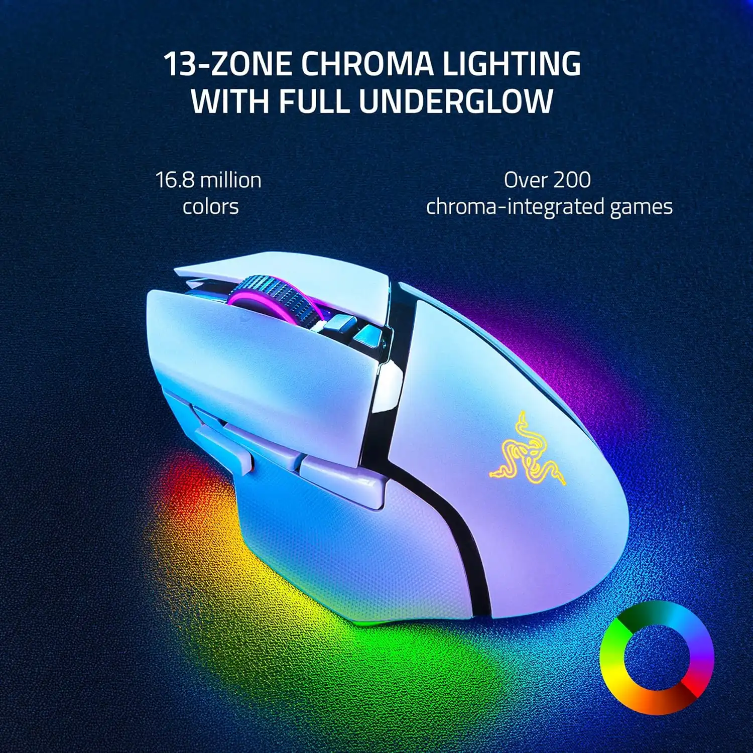 Razer Basilisk V3 Pro Wireless Gaming Mouse: HyperScroll Tilt Wheel - 30K DPI Optical Sensor - Gen-3 Optical Switches - 13-Zone Chroma RGB - 13 Programmable Controls - 3 Connection Modes