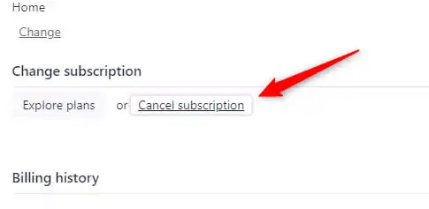 In the Change subscription group, click Cancel subscription.