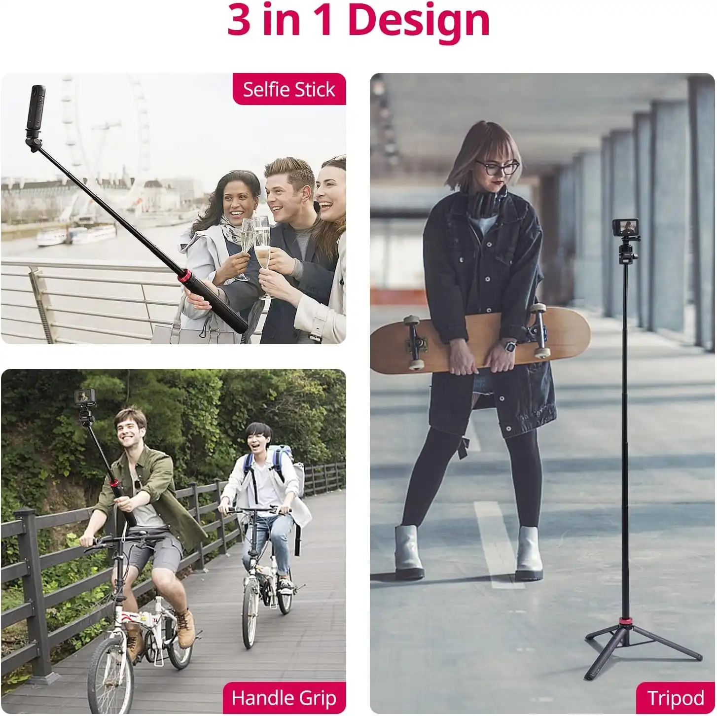 ULANZI MT-71 Tripod Selfie Stick & Vlog Handle with Magnetic Quick Release&14'' Screw, 59in Extendable Lightweight Tripod Stand (7-Section)