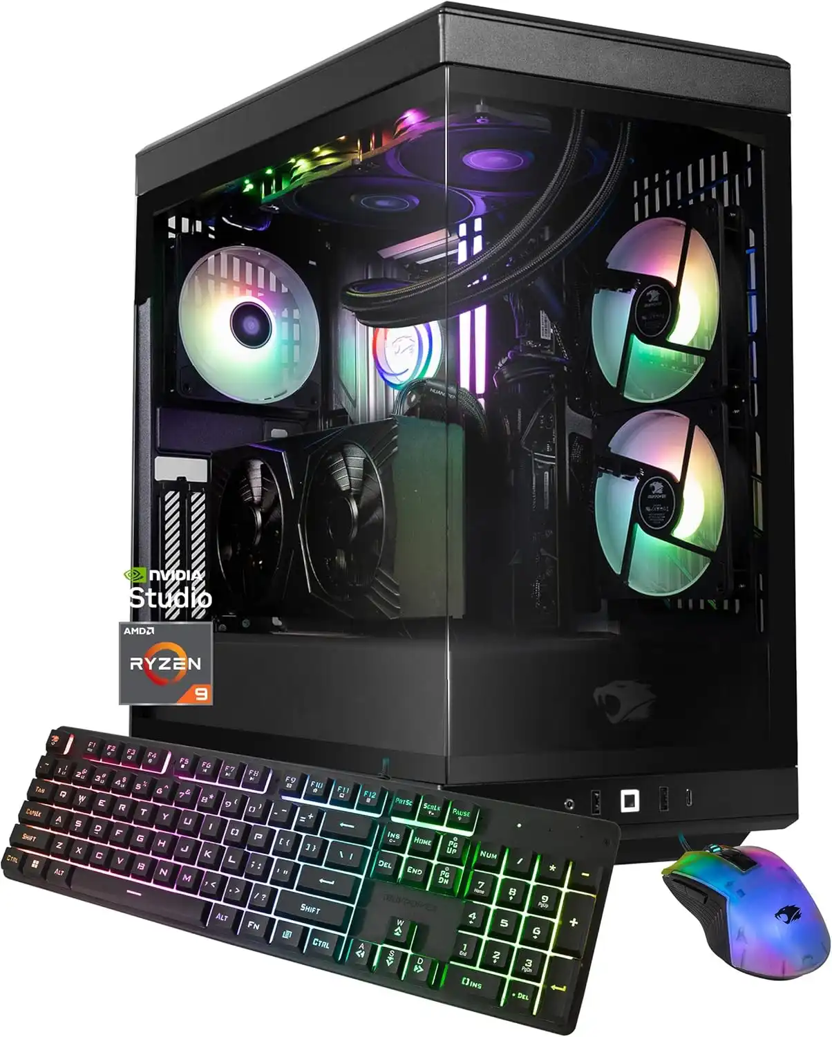 iBUYPOWER Y40 PRO Black Gaming PC Desktop Computer AMD Ryzen 9 7900X CPU, NVIDIA GeForce RTX 5070Ti 16GB GPU, 32GB DDR5 RGB 5200MHz RAM, 2TB NVMe