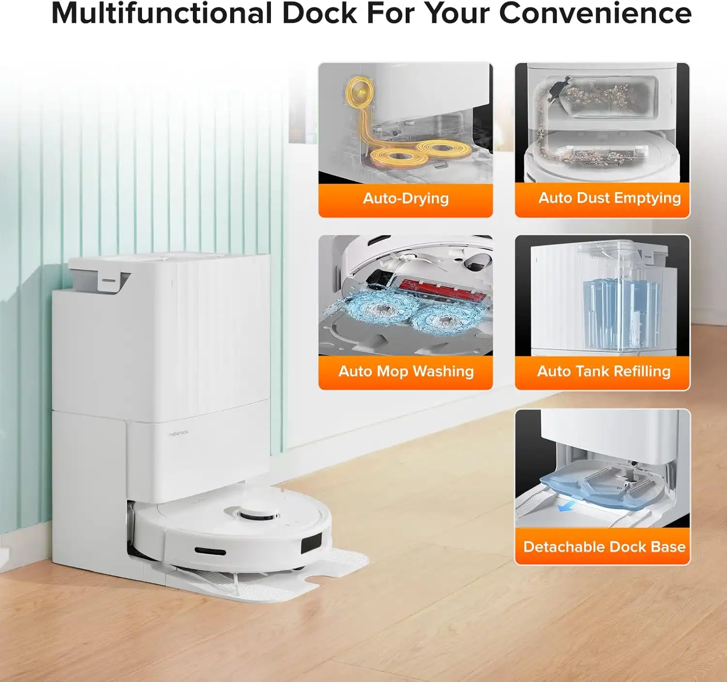 roborock Q Revo Robot Vacuum and Mop, Auto-Drying, Auto Mop Washing, Dual Spinning Mops, Auto Mop Lifting