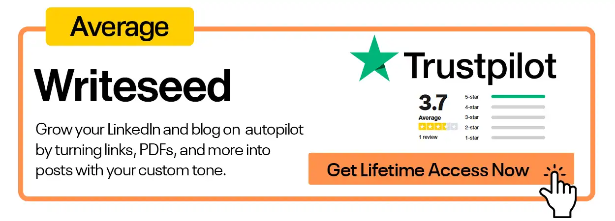 Writeseed Lifetime Deal Trustpilot Ratings